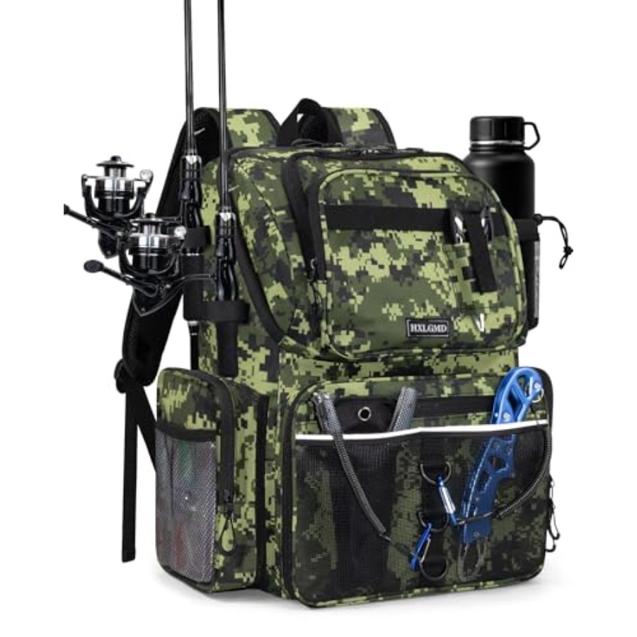 Fishing Equipment Holder - Fishing Backpack with Rod Holders, 43L