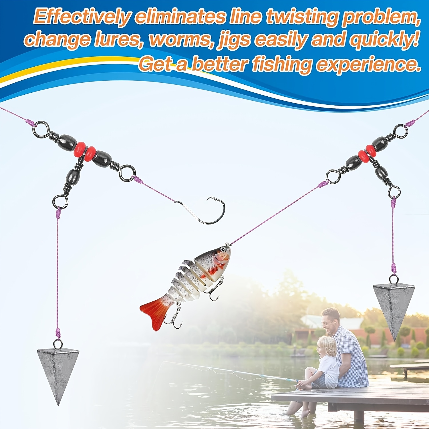 3 Three Way Swivels,Triple Swi - Fishing Equipment Hook ulasan dan harga