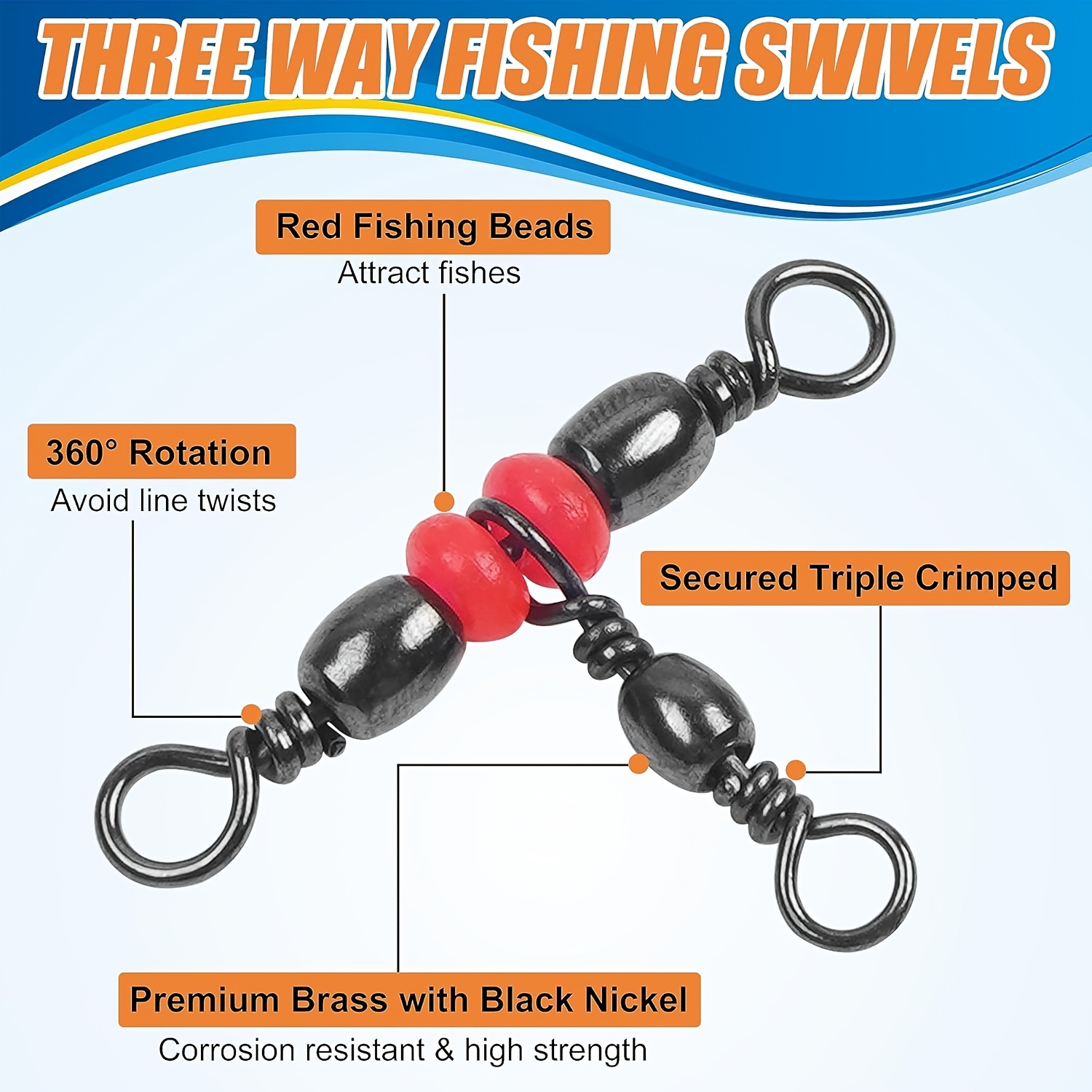 3 Three Way Swivels,Triple Swi - Fishing Equipment Hook ulasan dan harga