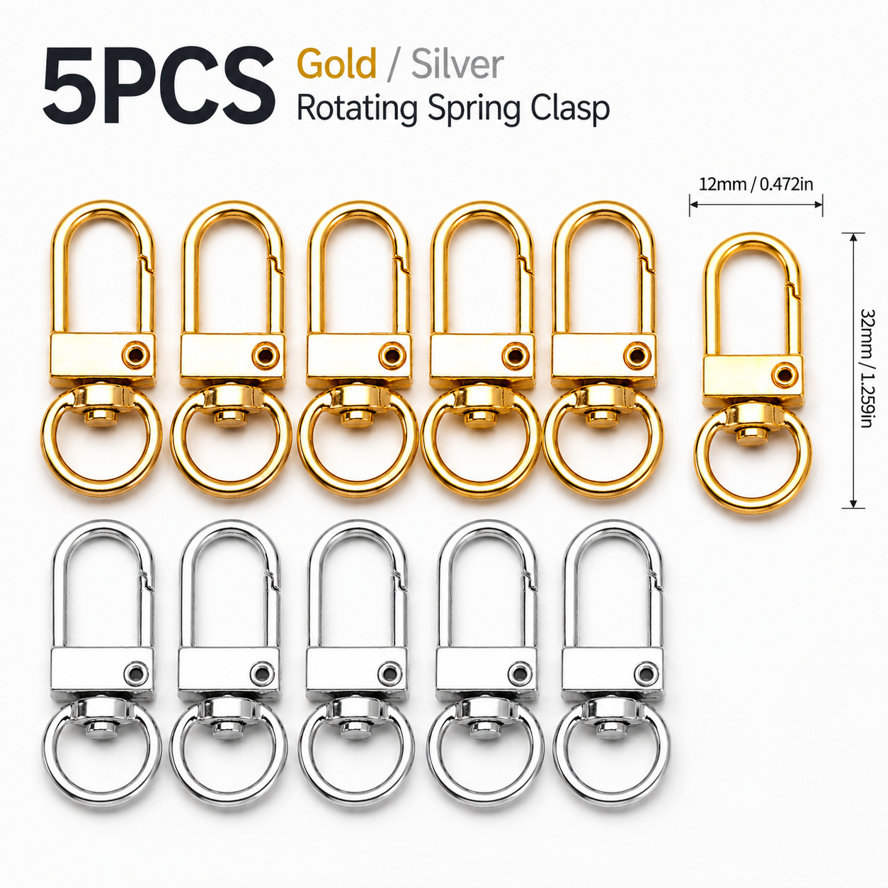 5Pcs D Shape Swivel Snap Hooks - Fishing Swivel Connector ulasan dan harga