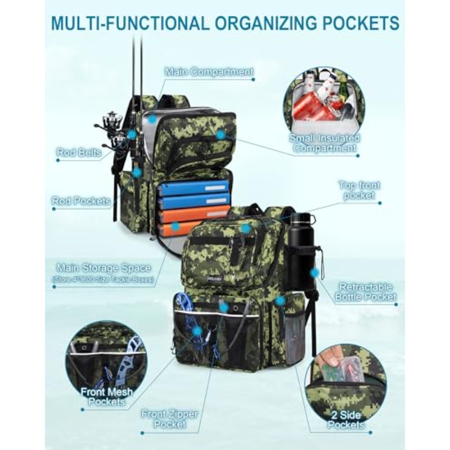 Fishing Backpack with Rod Hold - Fishing Equipment Holder ulasan dan harga